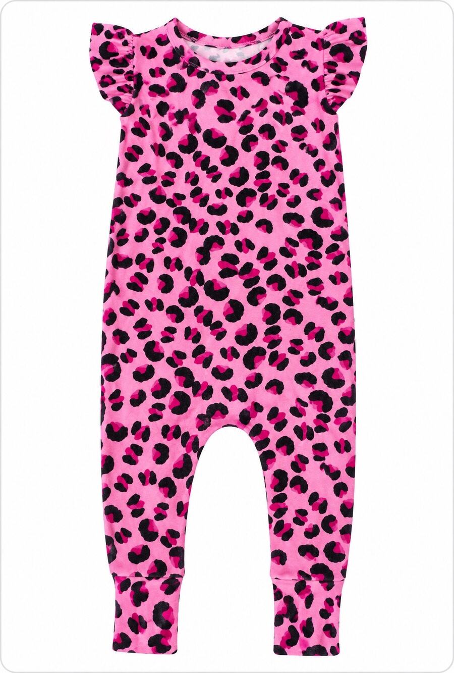 Posh Peanut cheetah Ruffled Capsleeve Romper  9-12M